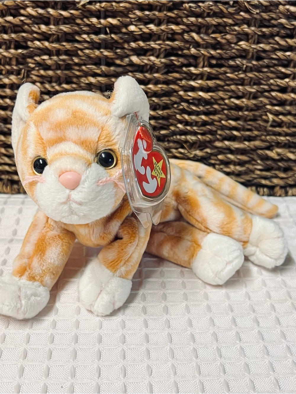Ty Beanie Baby Amber the Gold Tabby Cat 1999 Plush Mint with Tags MWMT